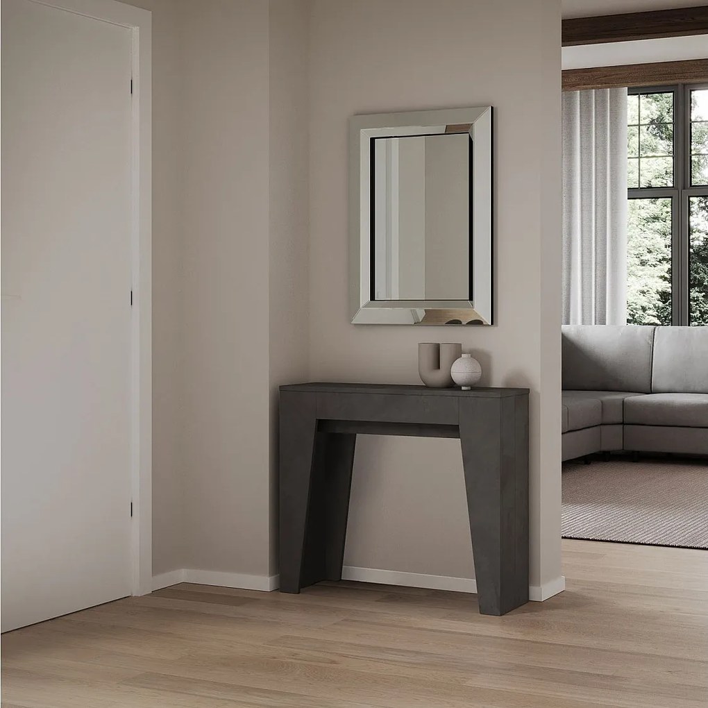 Konsola rozkładana 90x25/181 cm Narrow Antracytowy efekt stucco