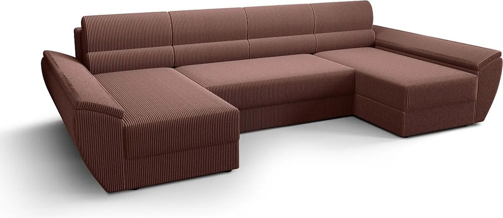 BEDANTE narożnik REBIU4 Poso 29 brązowy z funkcją spania sofa w kształcie litery L z pojemnikiem na pościel