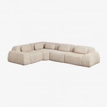 Sofa Modułowy Narożny 4-częściowy Z Tkaniny Chenilla, Pakowany Próżniowo Merida Szenila Gruba Beż Tapioka - Sklum