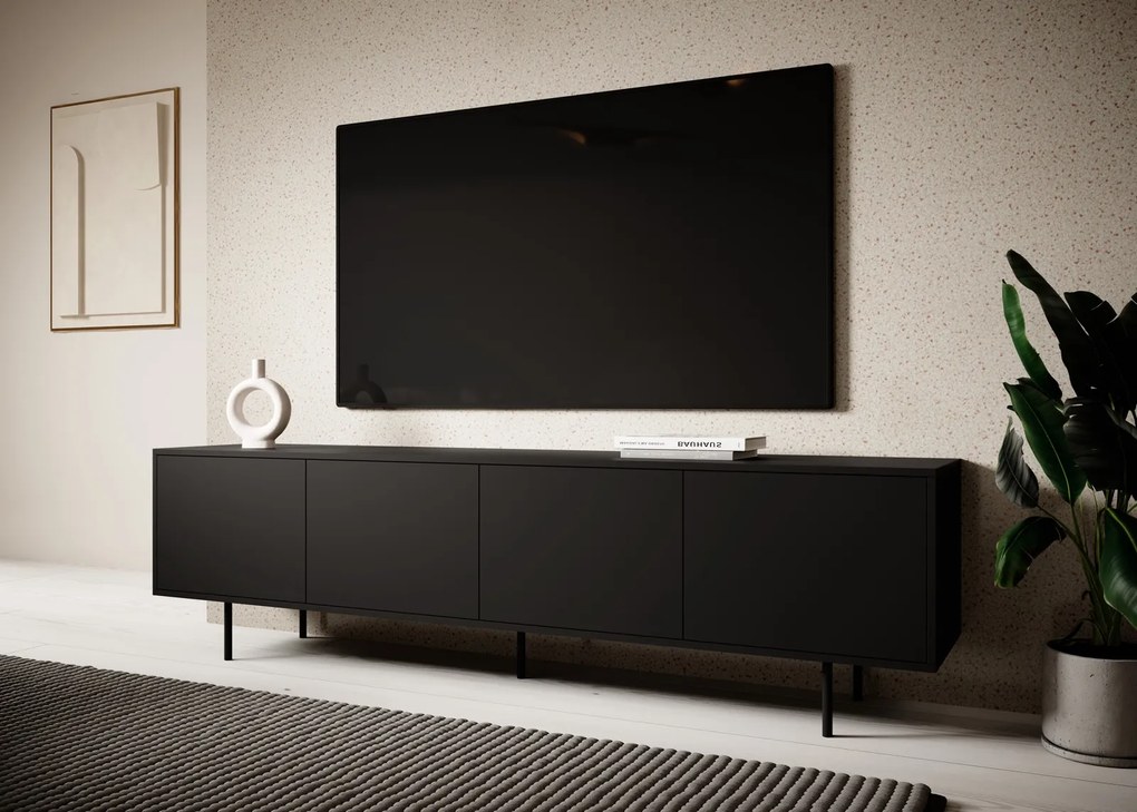 Czarna szafka RTV Nero na wysokich nóżkach