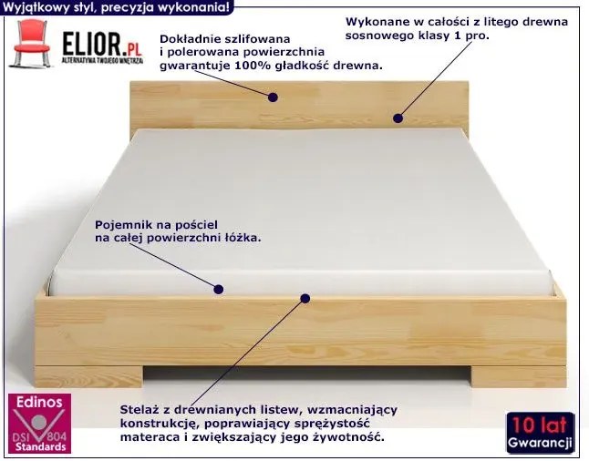 Drewniane łóżko z pojemnikiem Lilis 5S - 5 ROZMIARÓW