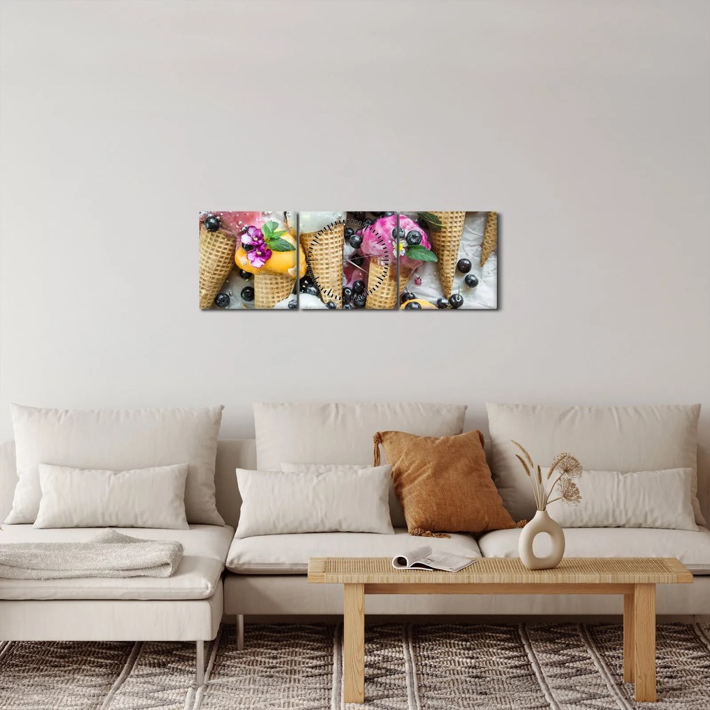 Obraz z lodami (z zegarem) (90x30 cm)