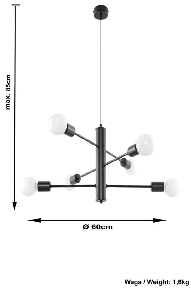 Czarna lampa wisząca Nice Lamps Donato 6