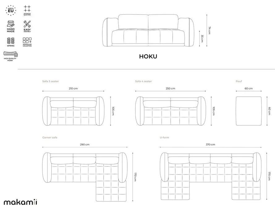 Pomarańczowa sofa 210 cm Hoku – Makamii