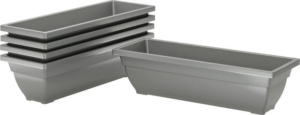 Outsunny Zestaw 5 Doniczek z Plastiku dla Tarasu, Ogrodu, Balkonu, 59 x 21 x 16 cm, Szary