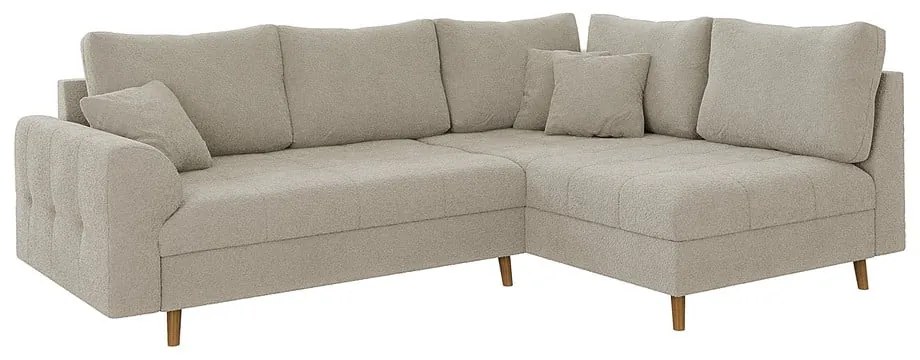 Beżowy narożnik z materiału bouclé (prawostronny/w kształcie litery L) Ariella – Ropez