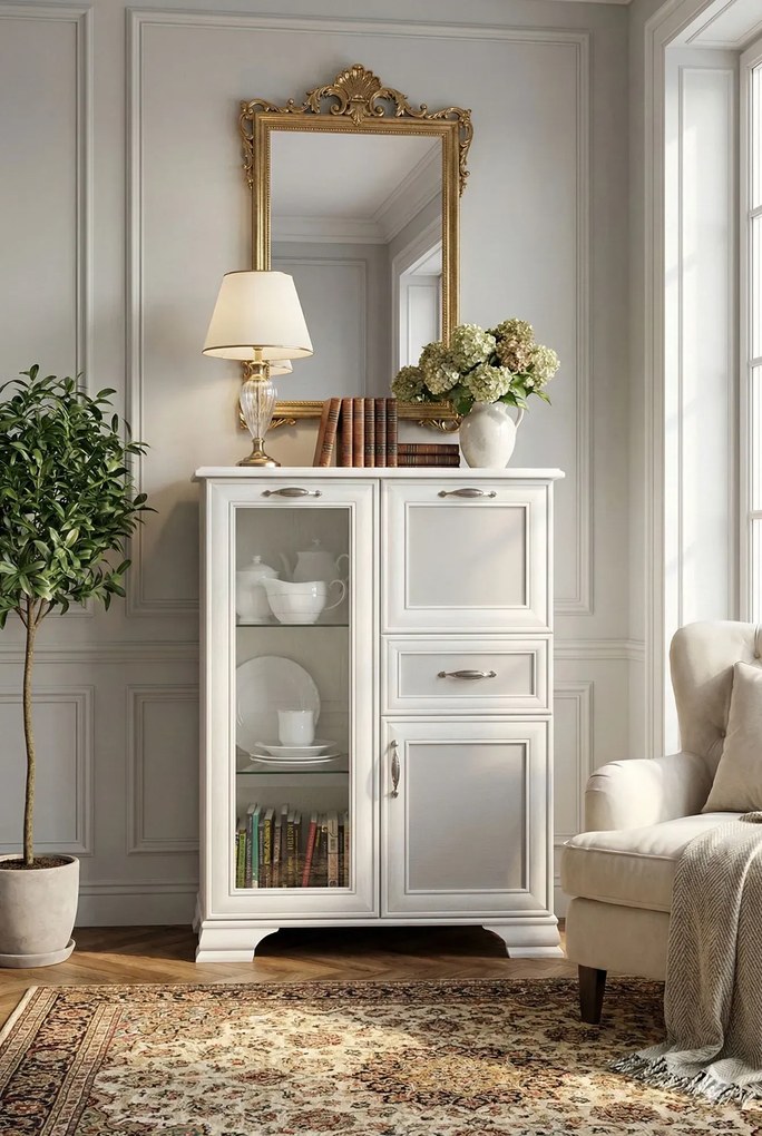 Komoda z witryną i barkiem fineline crema H8-A14