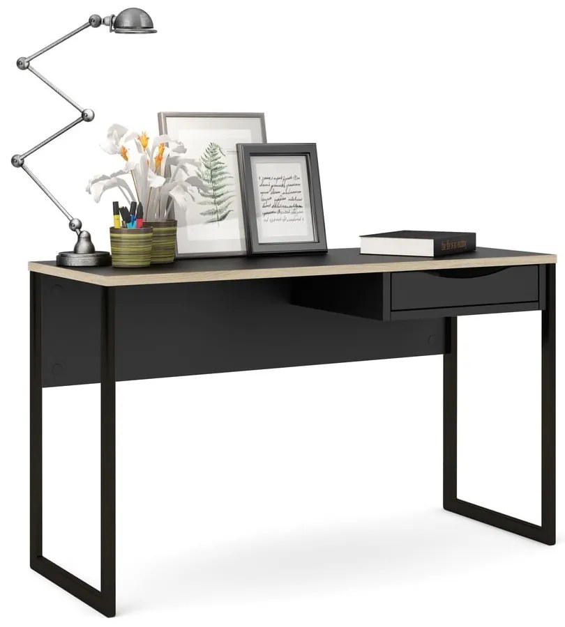 Czarne biurko Tvilum Function Plus, 130 x 48 cm