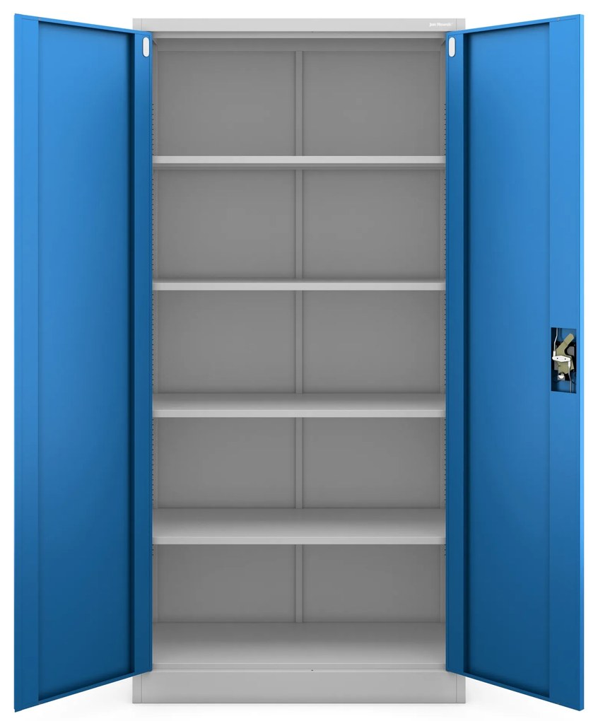 Biurowa szafa metalowa na akta JAN, 900 x 1850 x 400 mm, szaro-niebieska