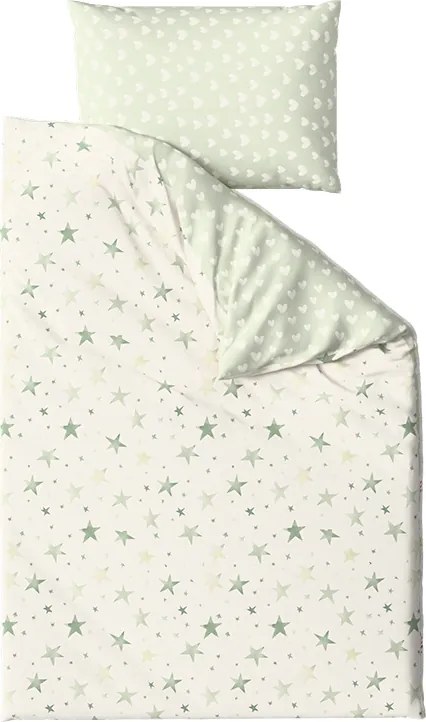 PrzytulneMieszkanie.pl PrzytulneMieszkanie.pl Pościel z mikrofibry STARS HEARTS zielone Rozmiar pościeli: 70 x 90 cm | 140 x 200 cm