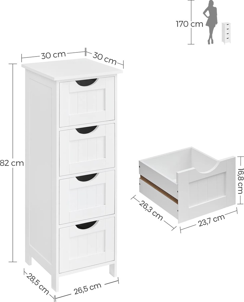 Szafka Łazienkowa z Szufladami Biała - LHC40W