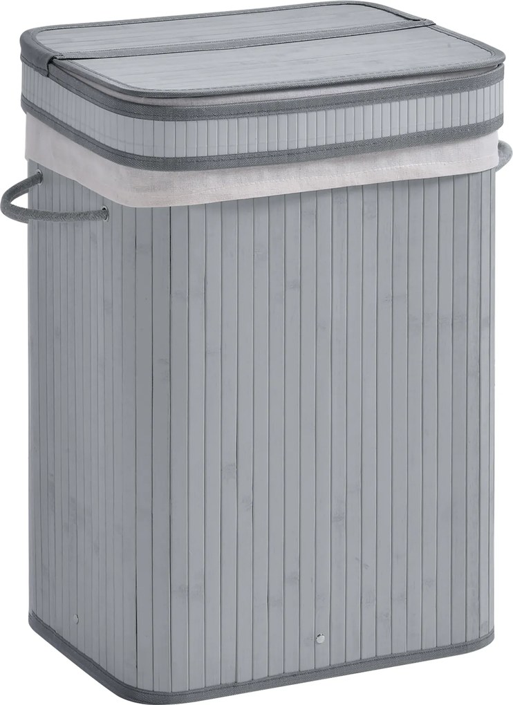 HOMCOM Kosz na bieliznę, 70 L kosz na pranie z pokrywą, wyjmowana wkładka, pojemnik na bieliznę do łazienki, 40 x 30 x 60 cm, Szary