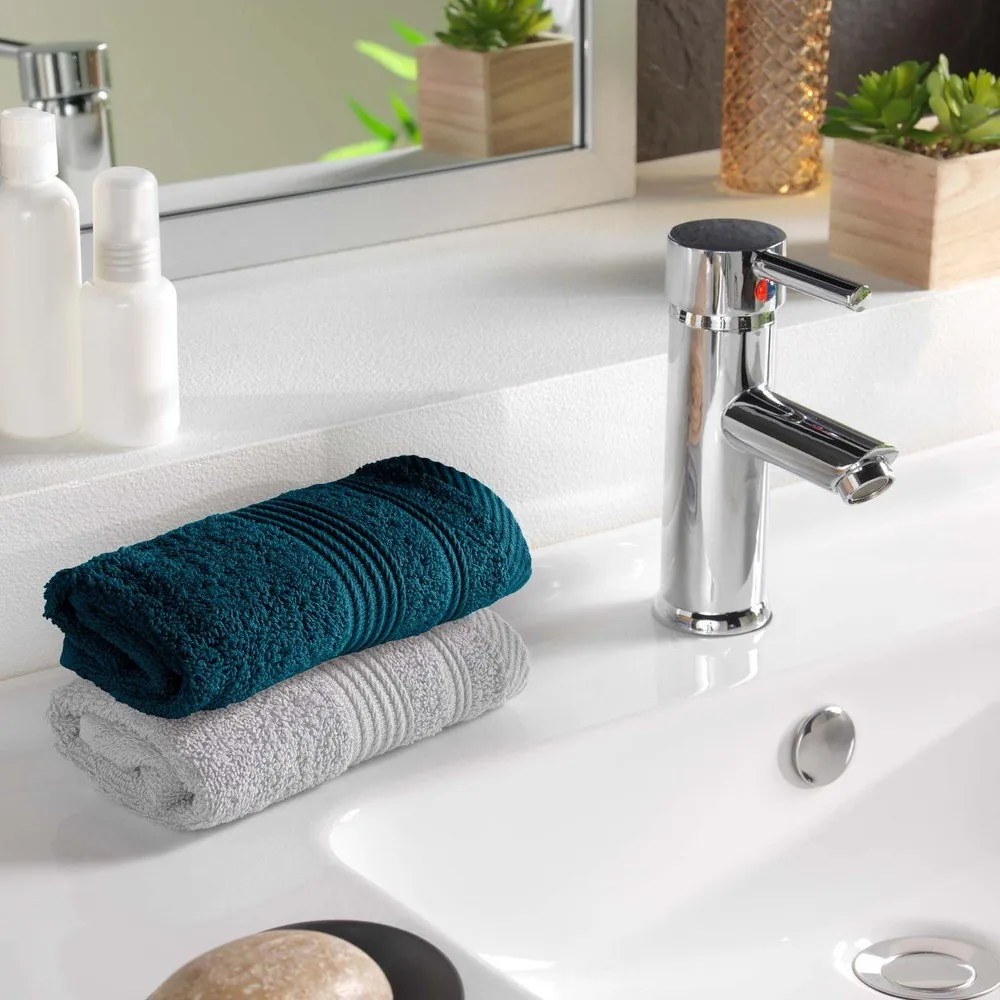 Ciemnoniebieski bawełniany ręcznik frotte 30x50 cm Tendresse – douceur d'intérieur