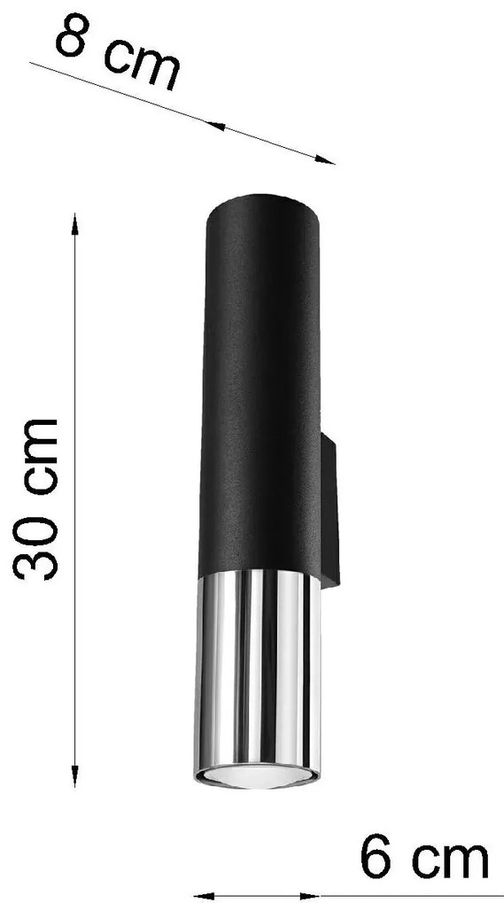 Czarno-chromowany kinkiet tuba D1-L69