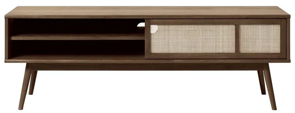 Ciemnobrązowa szafka pod TV w dekorze dębu 150x50 cm Barrali – Unique Furniture