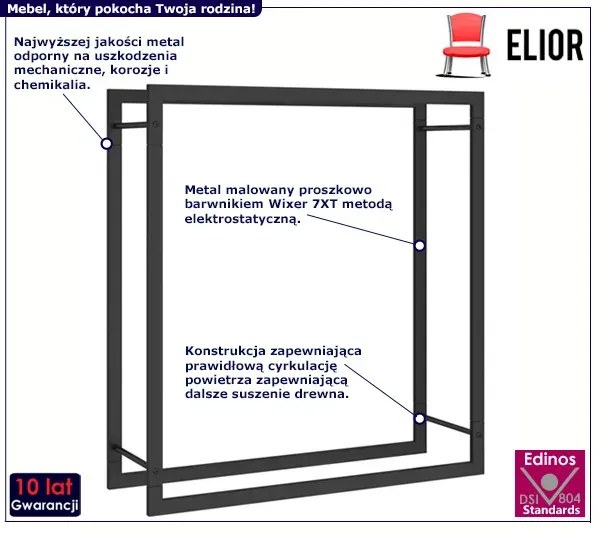 Loftowy stojak na drewno opałowe - Erwi 3X 80x28x86