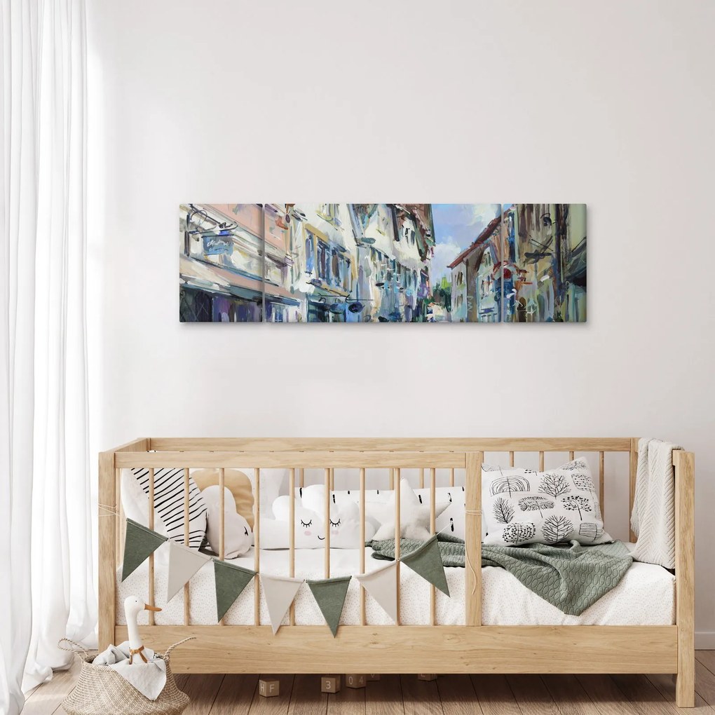 Obraz - Aleja starego miasta, malarstwo akrylowe (170x50 cm)