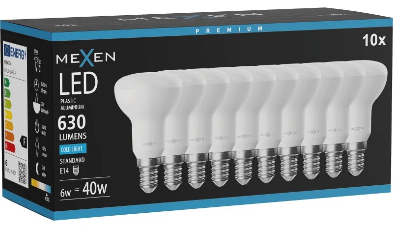 Mexen Nova 10x żarówka LED E14, R50, 6W, Zimna - 6500K, 630 lm - L103-E14-0665-01x10