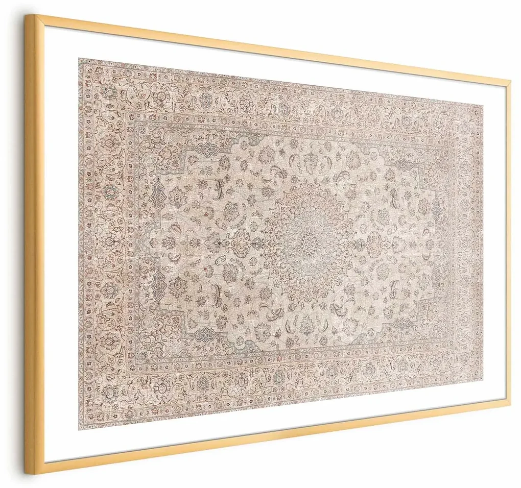 Plakat Piaskowy dywan 30x21 cm z ramą złotą z marginesem ARTGEIST B