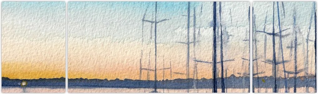 Obraz - Żeglarstwo, akwary (170x50 cm)