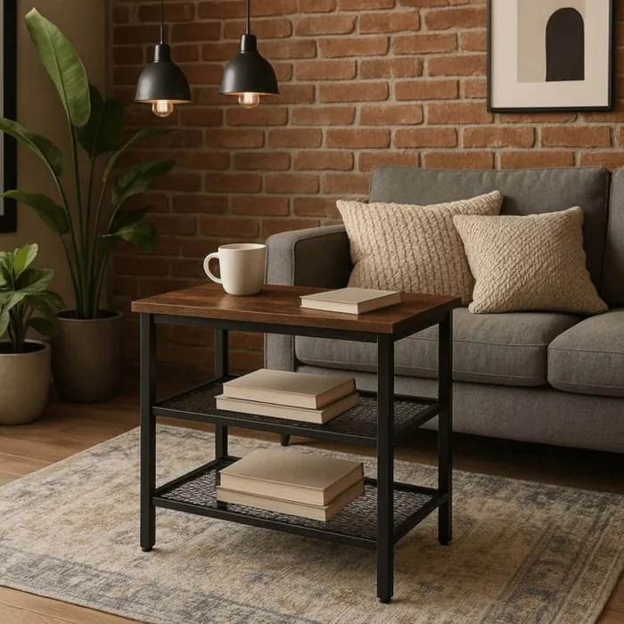 Stolik Kawowy CARTER 60 cm Dąb Rustykalny/Czarny Nowoczesny Loft