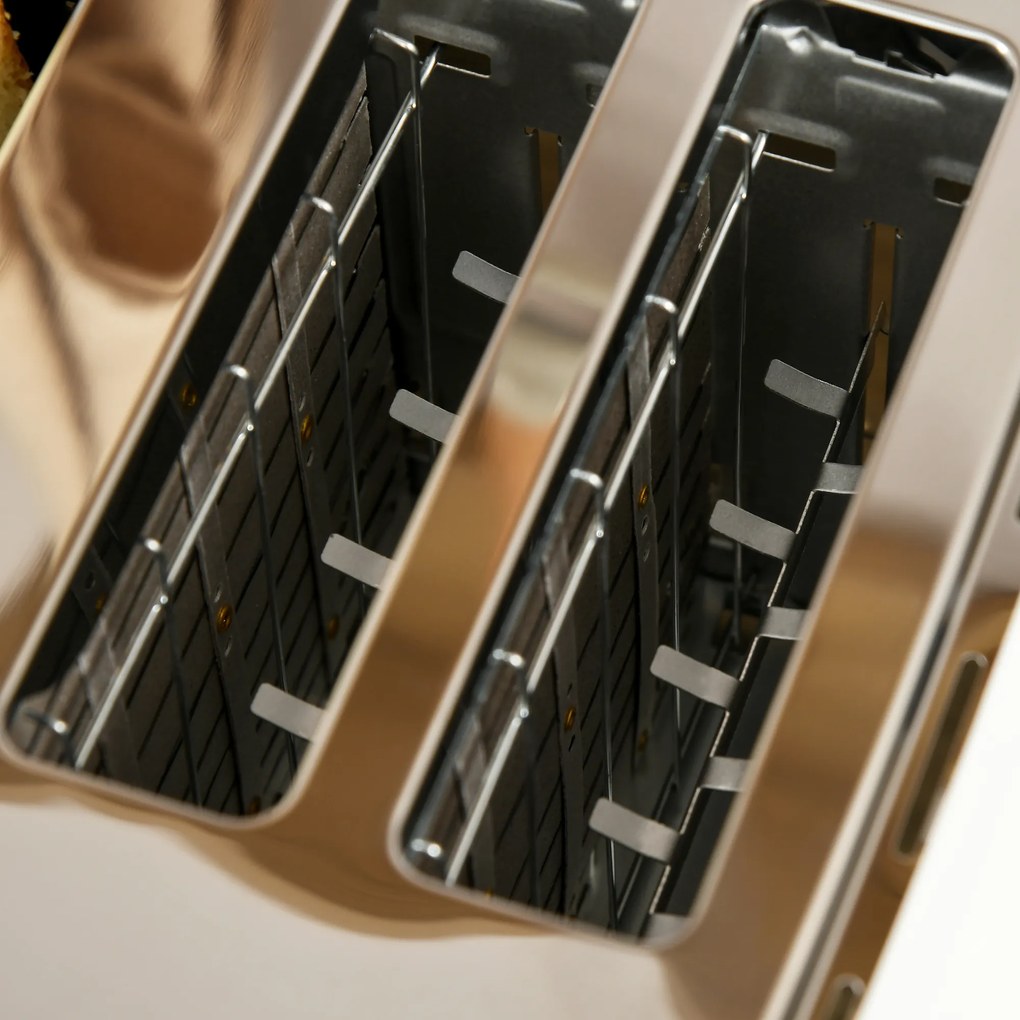 HOMCOM Zestaw czajnika i tostera 2 w 1, 7 poziomów zrumienienia, funkcje rozmrażania i podgrzewania, Kremowo-biały