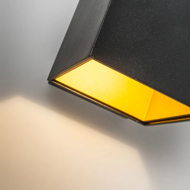 Designerska lampa ścienna czarna/złota z LED - Caja