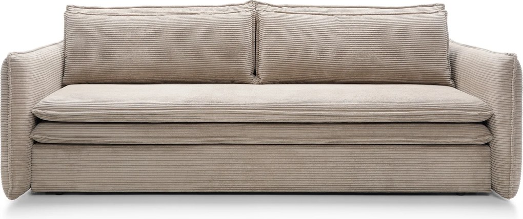 Masseno Sofa SCORZA z funkcją spania i pojemnikiem na pościel, Rozkładana sofa - Beżowy, POSO 03