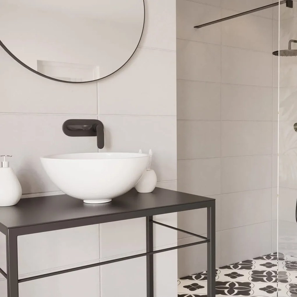 Umywalka ceramiczna nablatowa okrągła biała błyszcząca bez otworu na baterię 41 cm MALO