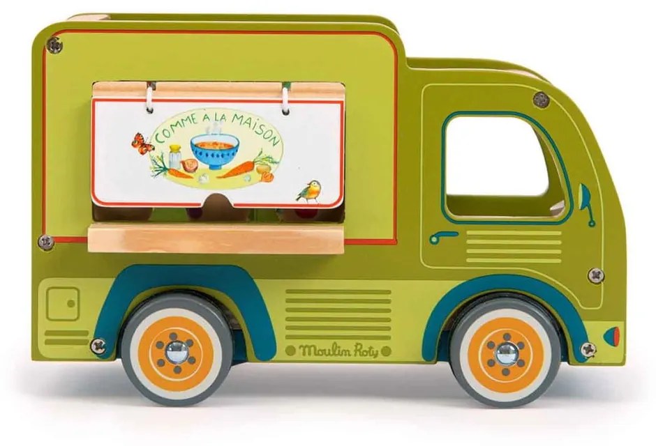 Drewniane auto zabawkowe La Grande Famille Food Truck – Moulin Roty