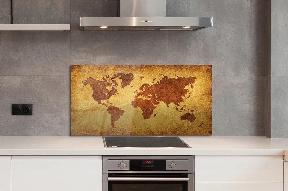 Panel nad Blat Kuchenny Stara Brązowa Mapa Świata