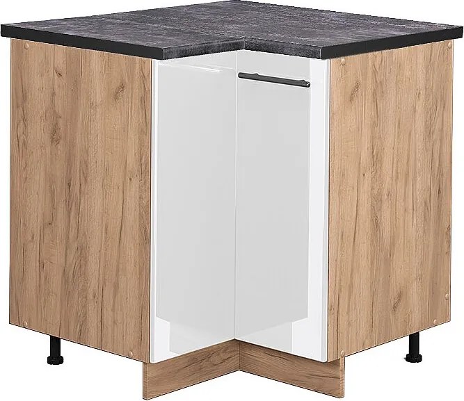 Szafka narożna biały wysoki połysk 80.5x60x82 fame-line