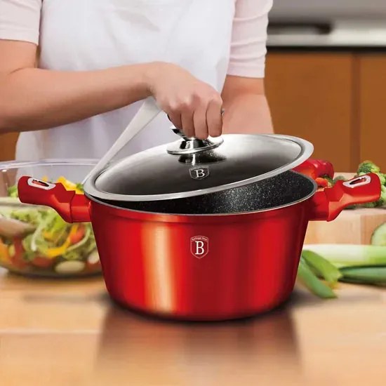 Aluminiowy czerwony garnek na indukcję Biały połysk B9-F62