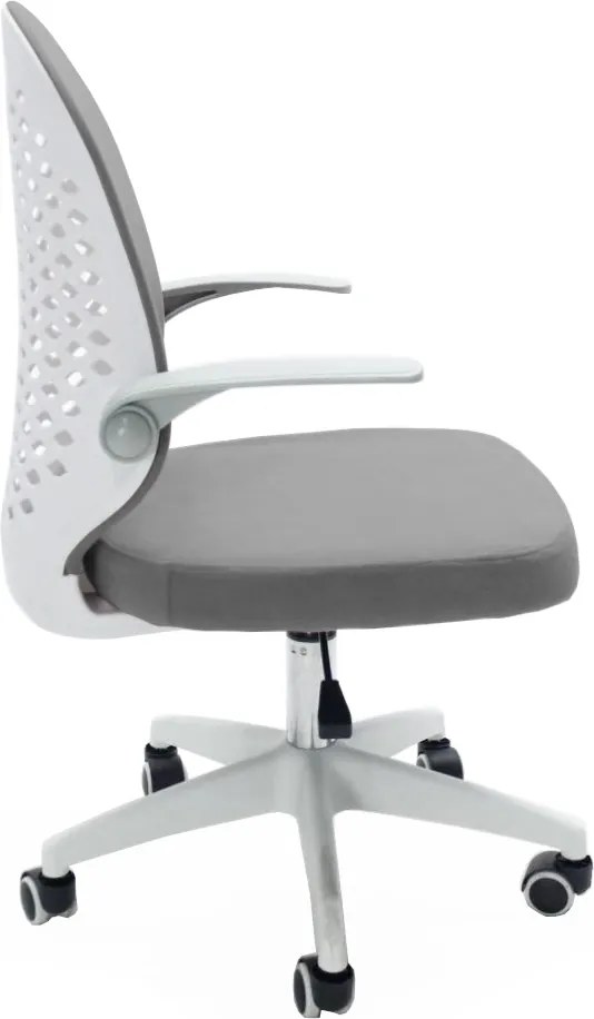 Obrotowe krzesło młodzieżowe Flip, stelaż biały, siedzisko szare