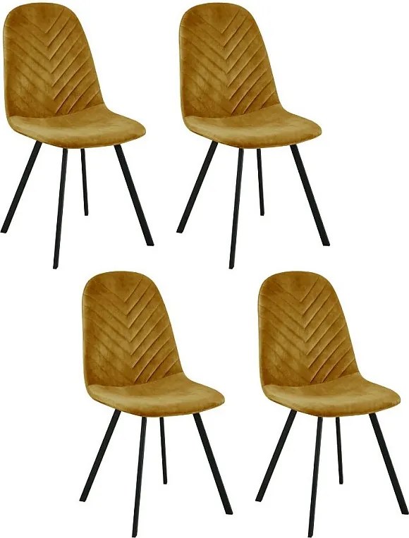 Zestaw 4 krzeseł - tkanina i czarny metal - niebieski - CELISA