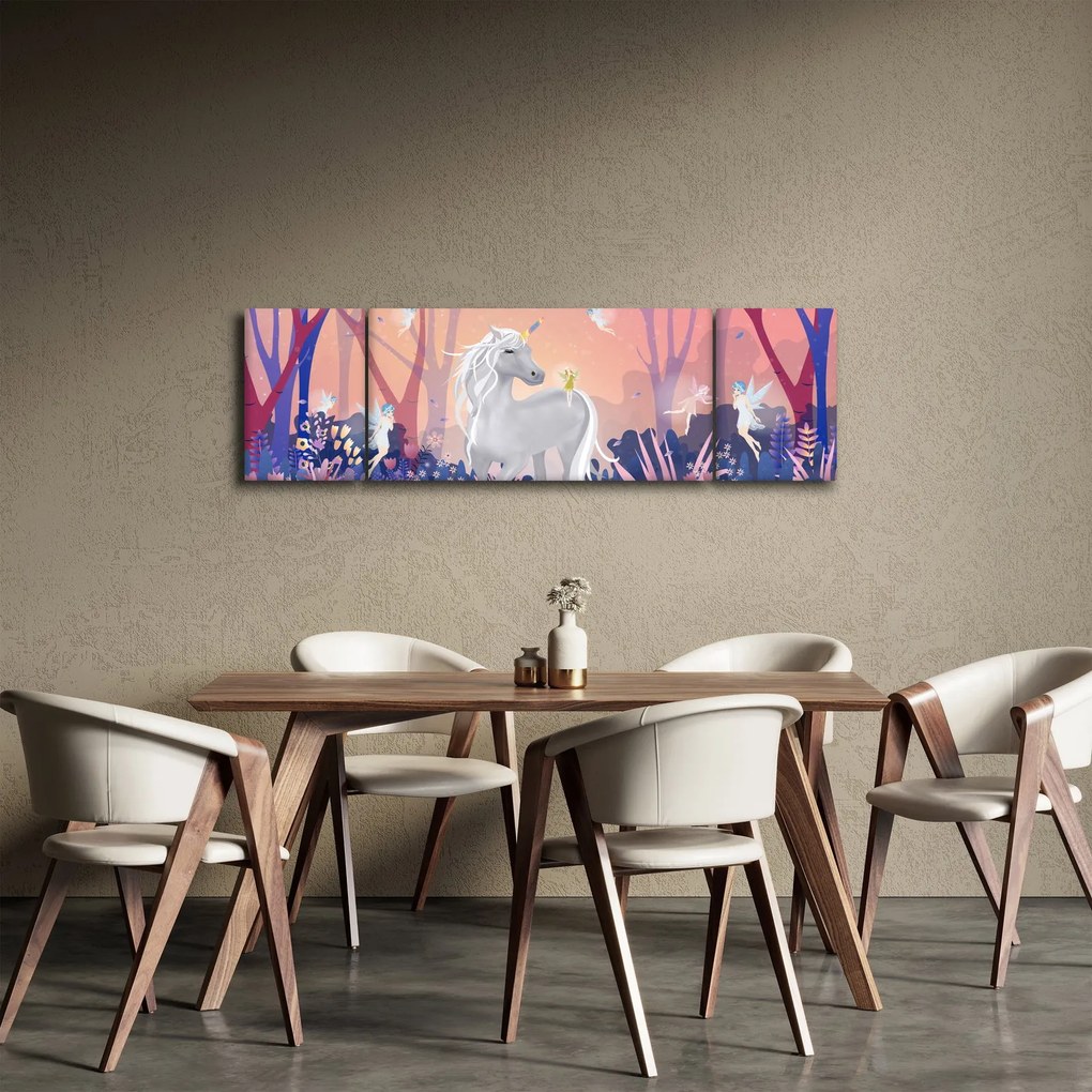 Obraz - Jednorożec w magicznym lesie (170x50 cm)