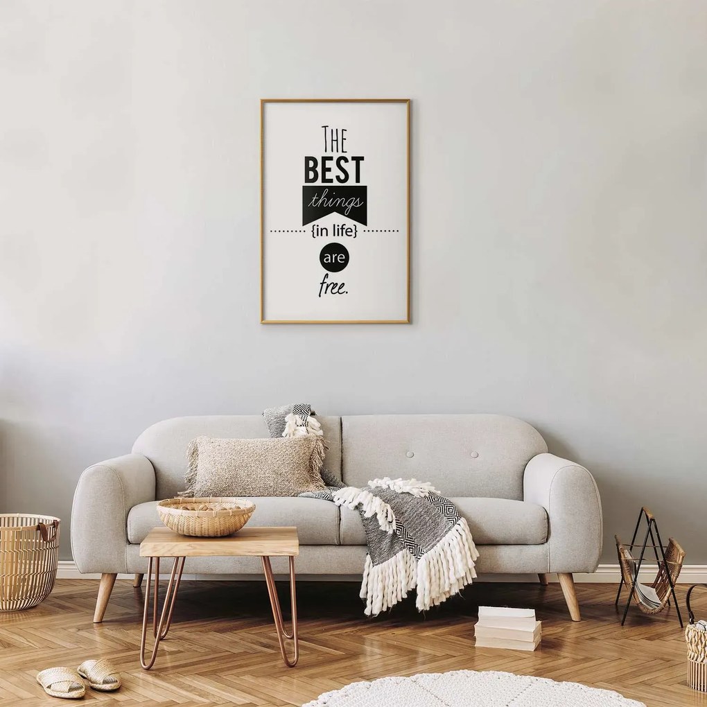 Plakat Best things in life 21x30 cm z ramą złotą z marginesem ARTGEIST B