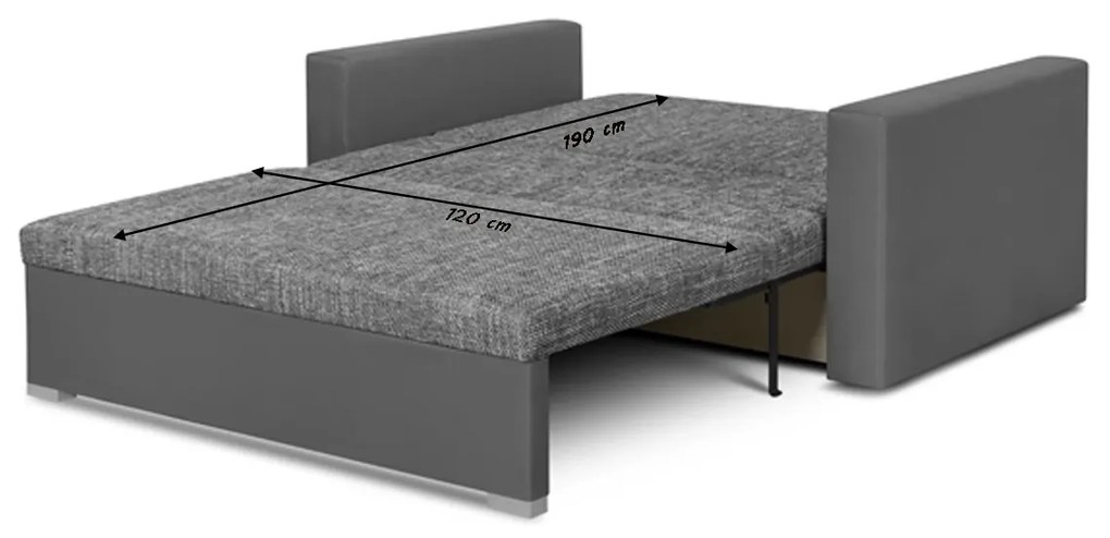 Sofa 2 os z funkcją spania HUBERT Srebrny/Czarny