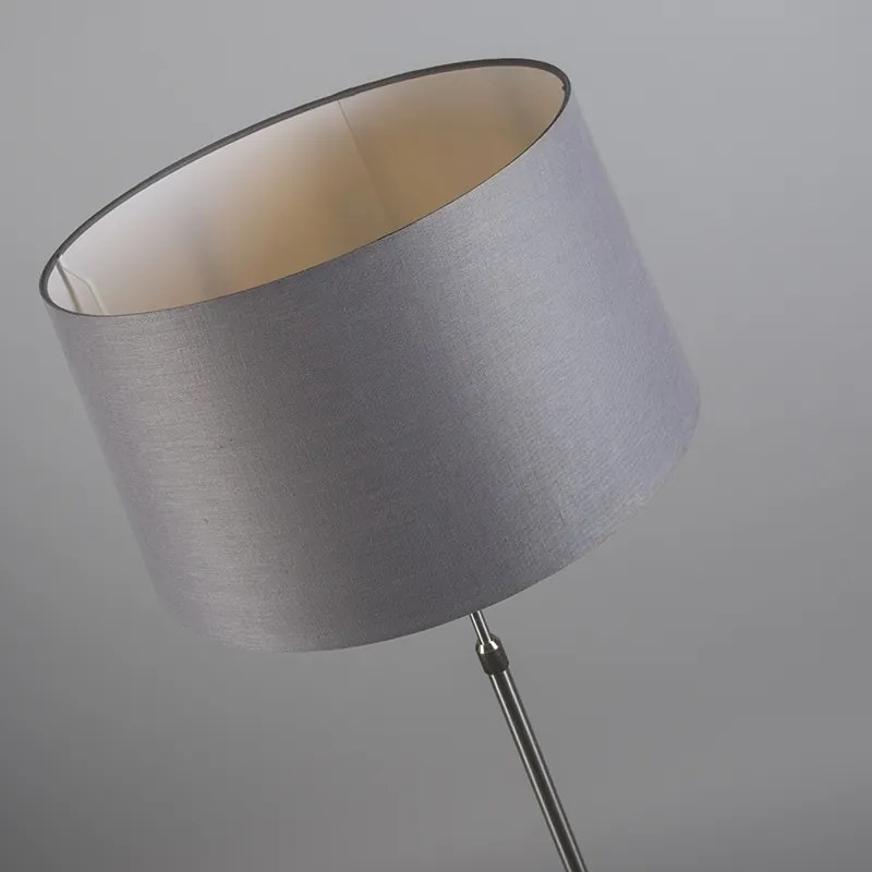 Lampa stojąca stalowa z szarym kloszem 45 cm regulowana - Parte Nowoczesny Oswietlenie wewnetrzne