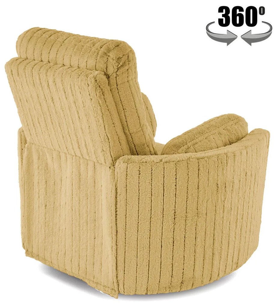 Fotel wypoczynkowy obrotowy elektrycznie rozkładany, bujany PEGAS musztarda