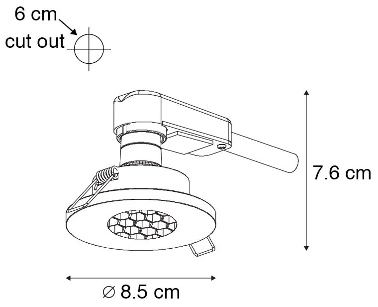 Zestaw 6 nowoczesnych, wpuszczanych reflektorów łazienkowych czarnych IP54 - Shed Honey