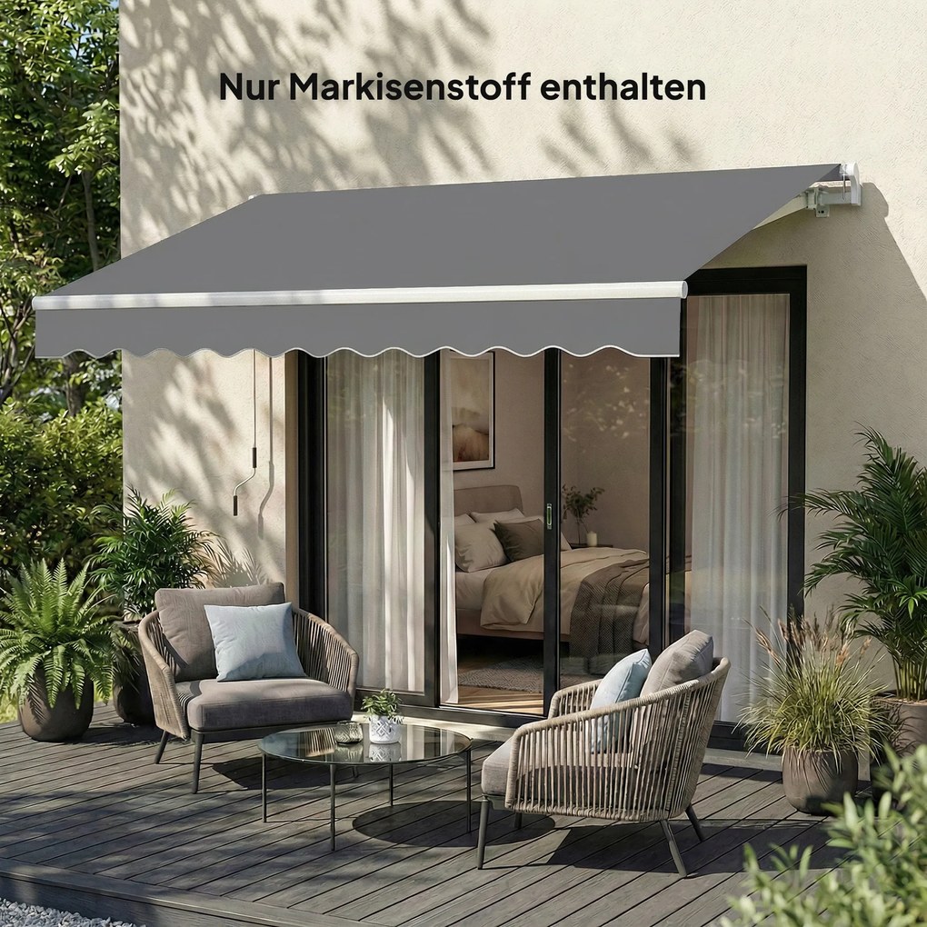 Outsunny Zamiennik materiału markizy – osłona przeciwsłoneczna UPF 50+ do ramy 3,5 x 2,5 m, ciemnoszary | Aosom PL