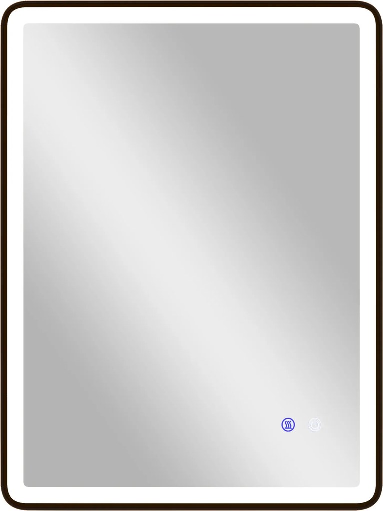 HOMCOM LED Lustro łazienkowe z funkcją przeciwmgielną, lustro do makijażu z oświetleniem, 80 x 60 cm, czarna rama | Aosom PL