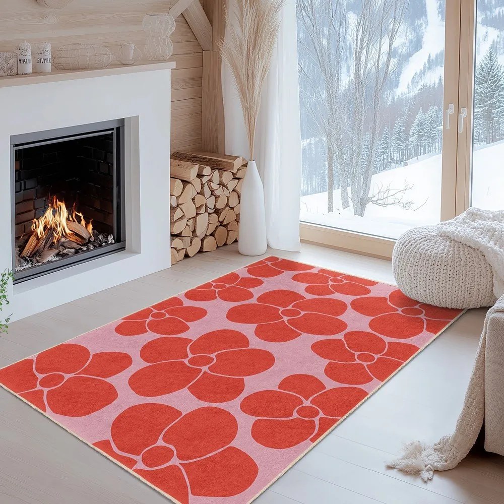 Czerwono-różowy chodnik odpowiedni do prania 60x230 cm Poppy Fields – Mila Home
