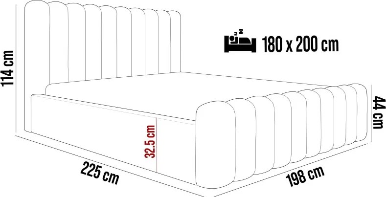 Łóżko Mona VII 180 w tkaninie Magic Velvet 2219