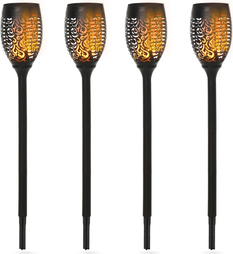 Lampa solarna Outsunny, zestaw 4 lamp do ogrodu, 6–8 godzin światła, IP44, wodoodporna