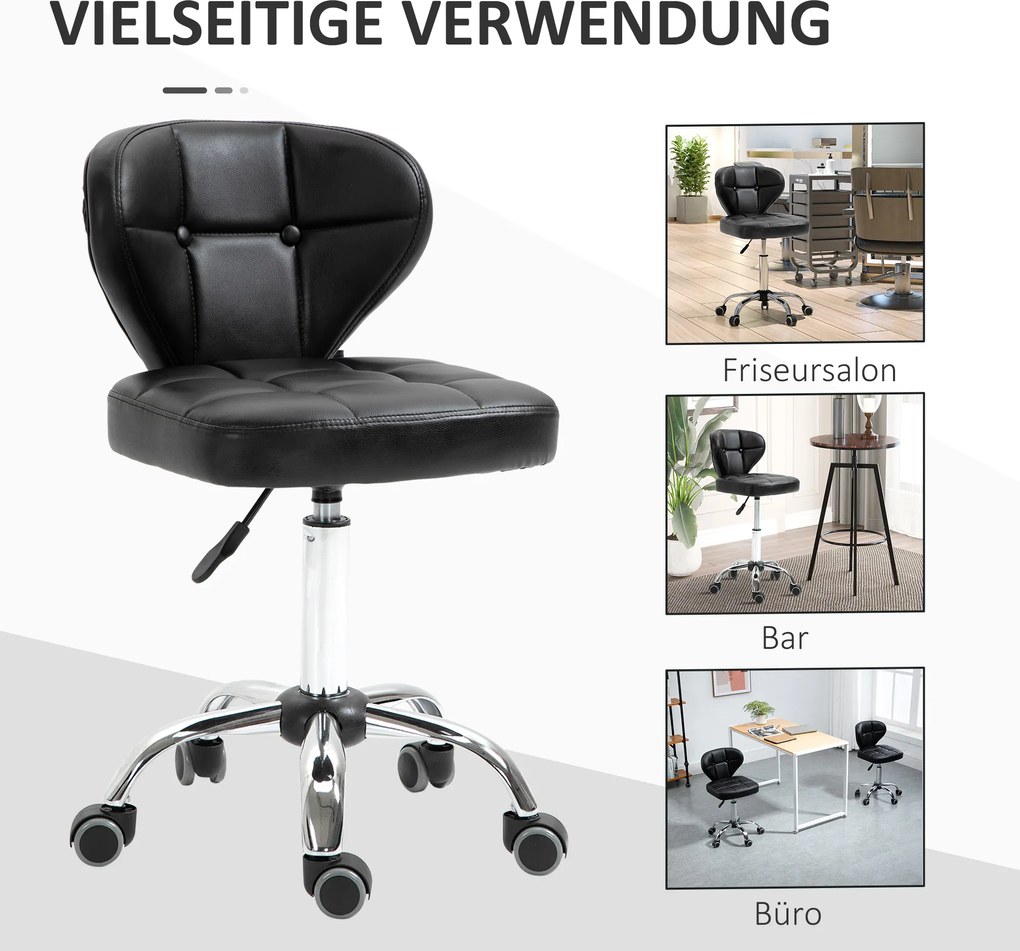 HOMCOM Zestaw 2 stołków roboczych, sztuczna skóra, ciemnoszare, 72–87 cm