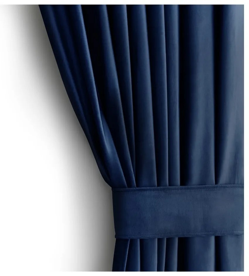 Ciemnoniebieska aksamitna zasłona częściowo zaciemniająca (dimout) 140x270 cm Eyelets – Restilo