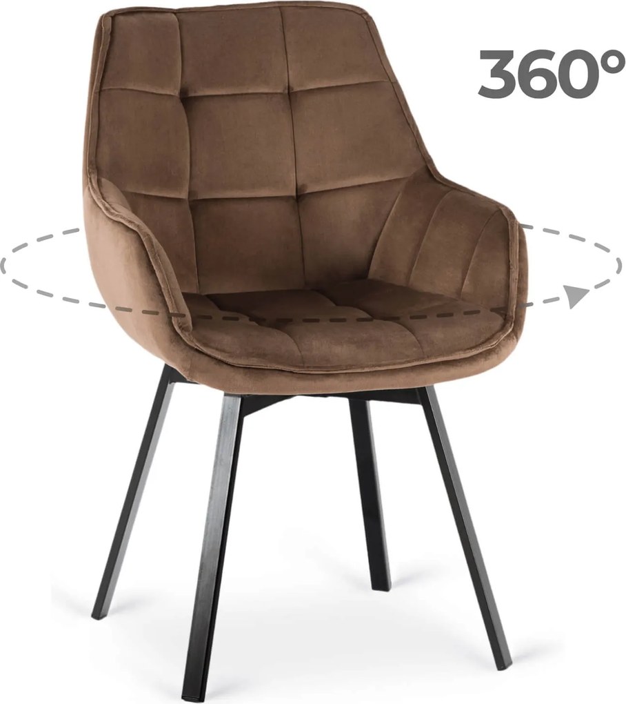 Krzesło Tapicerowane Obrotowe do Salonu LUNA Brązowe Nowoczesne Loft