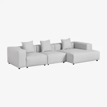 Modułowa Sofa Z Szezlongiem Prawym, 3-częściowa (↔︎335 Cm) Z Wysokim Podłokietnikiem Bruna Tkaniny Gris Glacial - Sklum